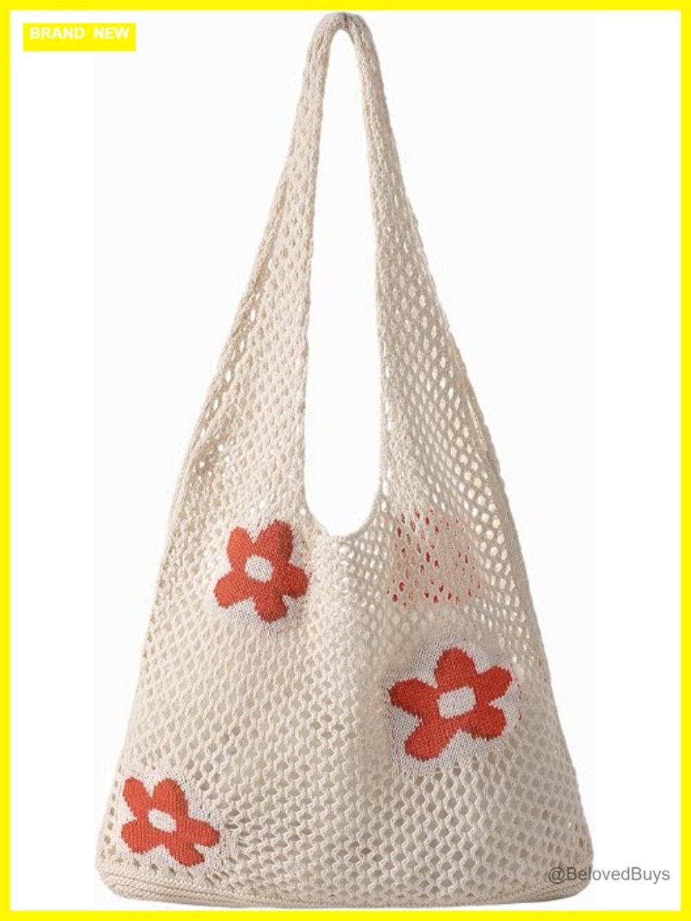 Crochet Beach Tote Bag, Large Capacity Mesh Shoulder Bag for Summer Vacation